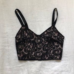 Black lace crop top